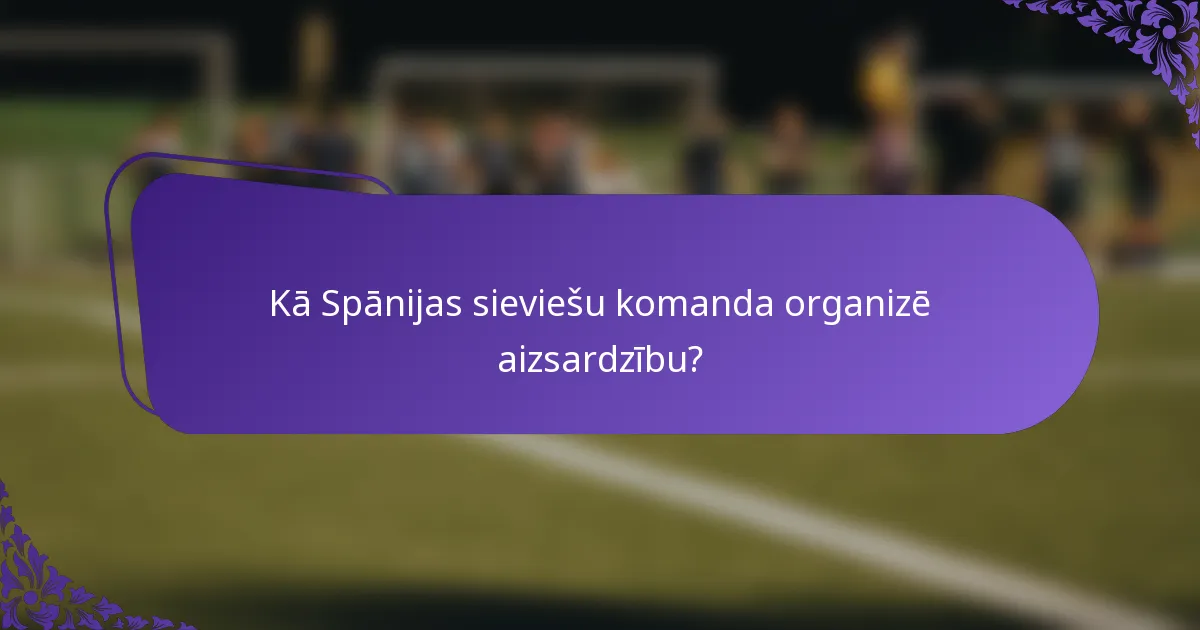 Kā Spānijas sieviešu komanda organizē aizsardzību?