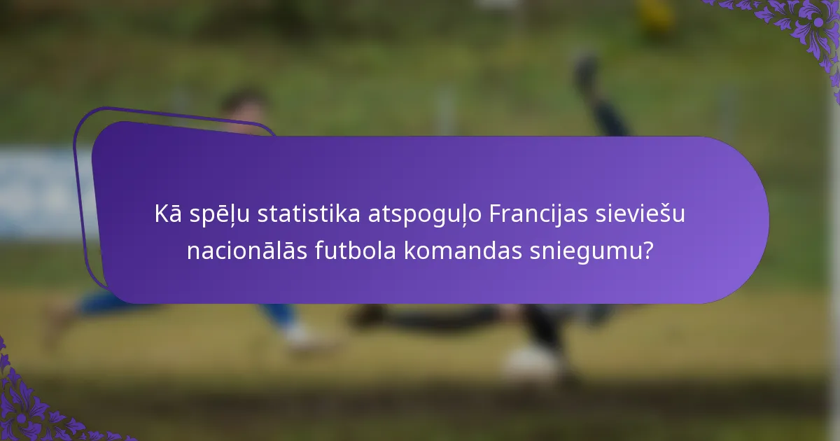 Kā spēļu statistika atspoguļo Francijas sieviešu nacionālās futbola komandas sniegumu?