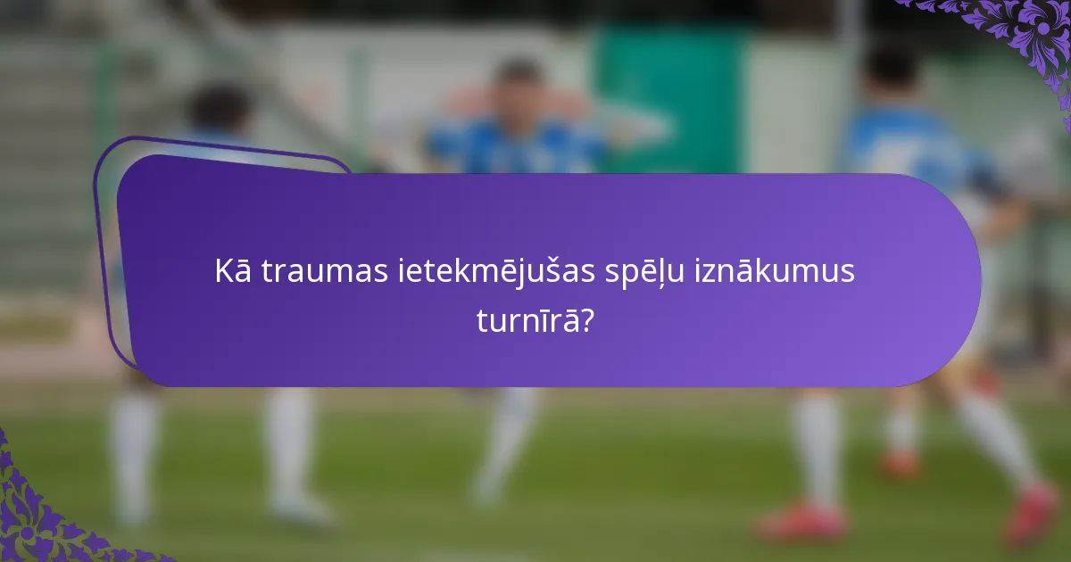 Kā traumas ietekmējušas spēļu iznākumus turnīrā?
