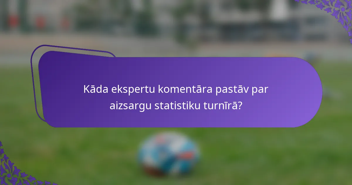 Kāda ekspertu komentāra pastāv par aizsargu statistiku turnīrā?