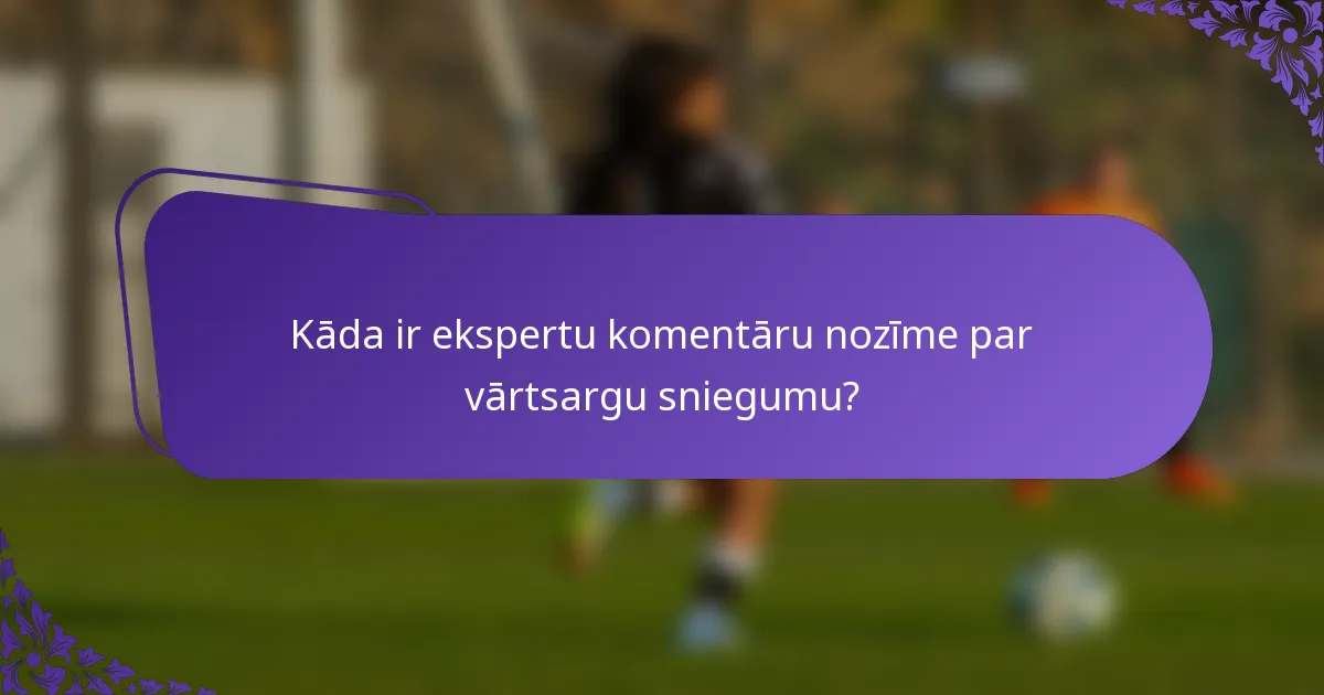 Kāda ir ekspertu komentāru nozīme par vārtsargu sniegumu?