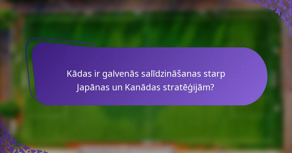 Kādas ir galvenās salīdzināšanas starp Japānas un Kanādas stratēģijām?