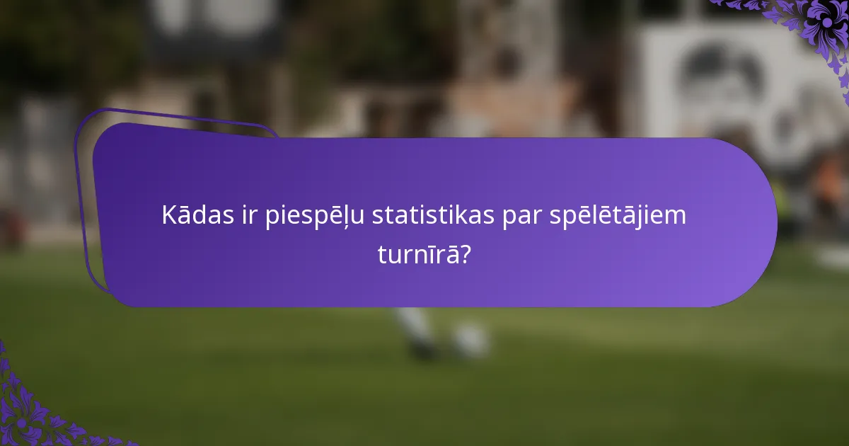 Kādas ir piespēļu statistikas par spēlētājiem turnīrā?