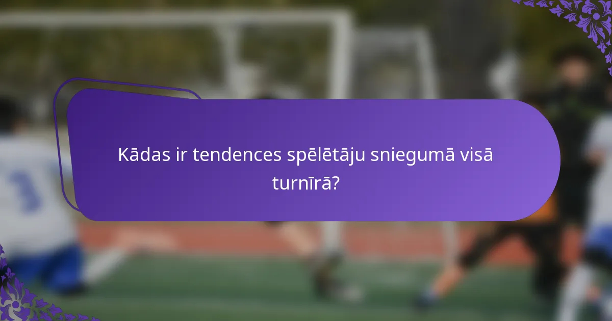 Kādas ir tendences spēlētāju sniegumā visā turnīrā?