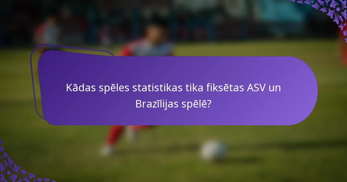 Kādas spēles statistikas tika fiksētas ASV un Brazīlijas spēlē?