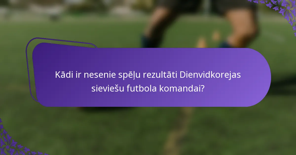 Kādi ir nesenie spēļu rezultāti Dienvidkorejas sieviešu futbola komandai?
