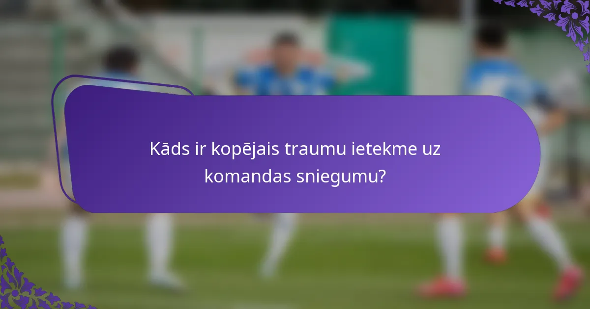 Kāds ir kopējais traumu ietekme uz komandas sniegumu?