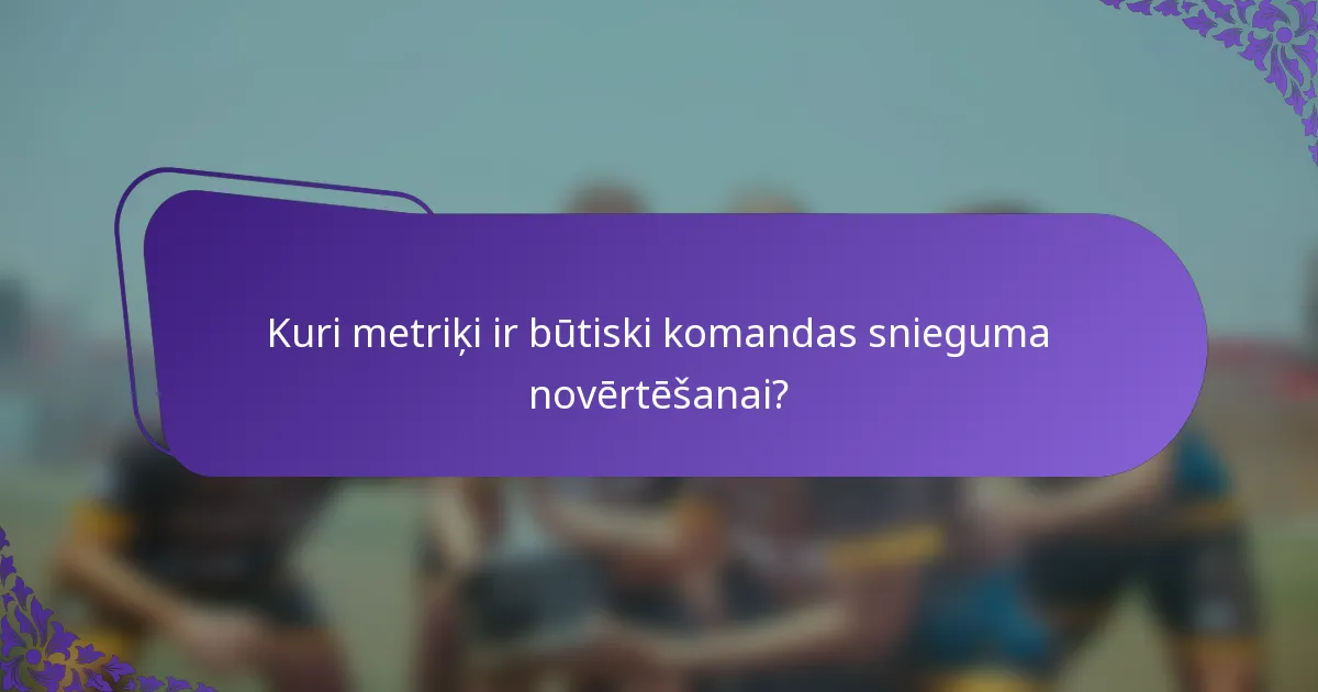 Kuri metriķi ir būtiski komandas snieguma novērtēšanai?
